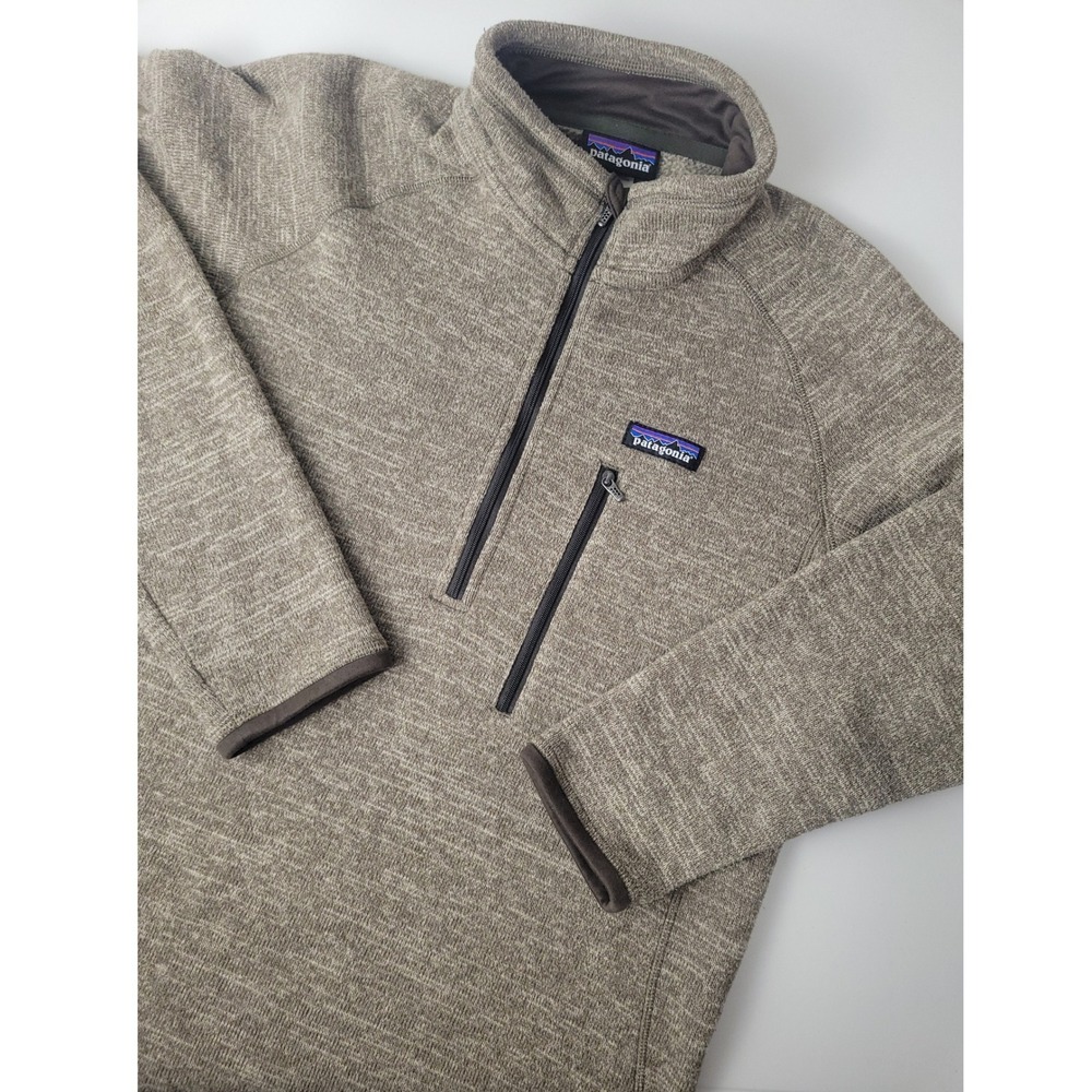 Patagonia Mens Better Sweater 1/4 Zip Fleece Pullover Brown Tan Heather M